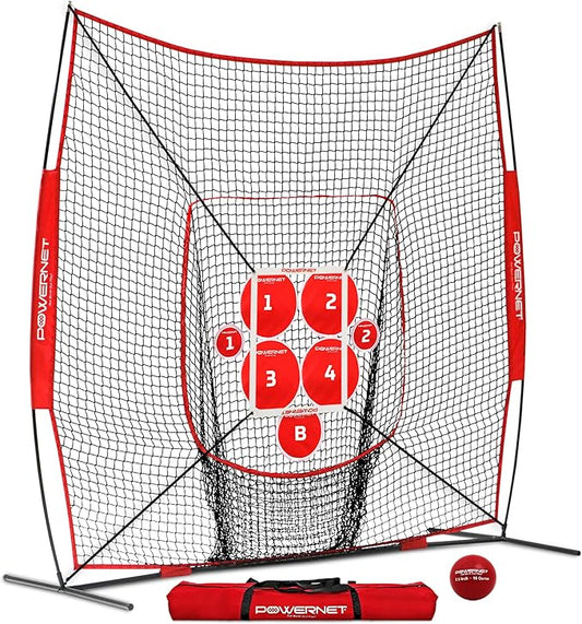 PowerNet Pitching Bundle, Baseball Net with Pitch Perfect Targets & Strike Zone Attachment, Weighted Ball, Softball Baseball Training Equipment to Increase Pitching Accuracy, 3 Net Sizes