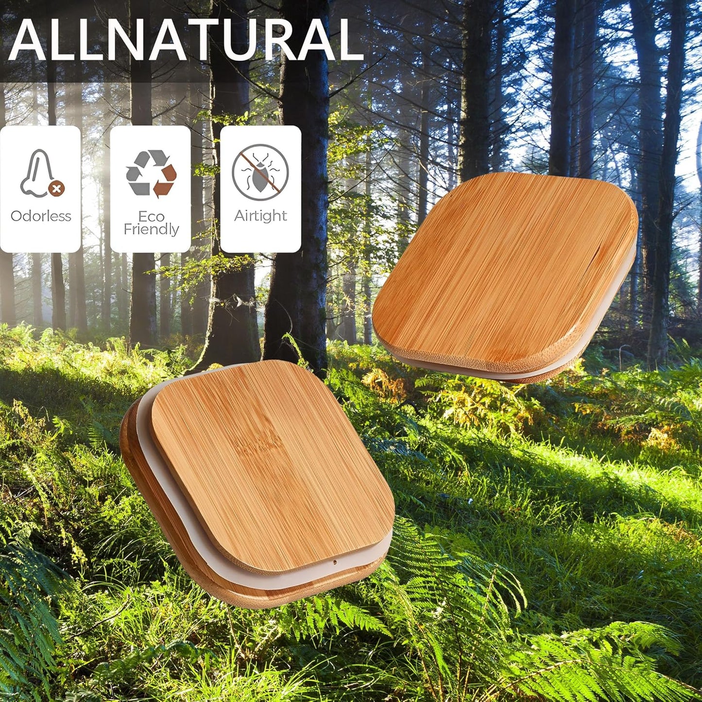 2.2 Qt Square Glass Storage Containers with Lids, Clear Food Storage Container Jar with Sealing Bamboo Lid Storage Containers for Pasta, Oats, Coffee, Flour, Sugar, Square Set-3Pack