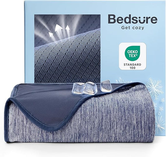 Bedsure Summer Cooling Blanket King Size for Hot Sleepers with Sports Mesh Design, Arc-Chill Q-Max 0.4 Lightweight Breathable Ice Cold Blanket for Night Sweats, 108 x 90 Inches, Mesh Navy