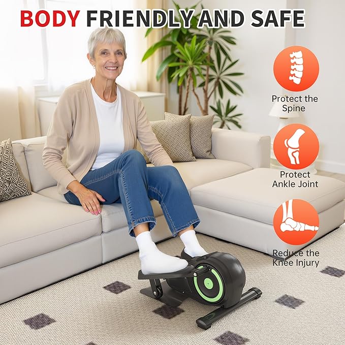 Under Desk Elliptical Machine, Electric Ellipse Leg Exerciser as Seen on TV for Seniors, Pedal Exerciser Fully Assembled with 8 Resistance Levels, Portable Leg Exerciser for Home Office