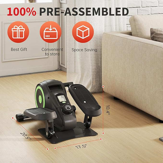 Under Desk Elliptical Machine, Electric Ellipse Leg Exerciser as Seen on TV for Seniors, Pedal Exerciser Fully Assembled with 8 Resistance Levels, Portable Leg Exerciser for Home Office