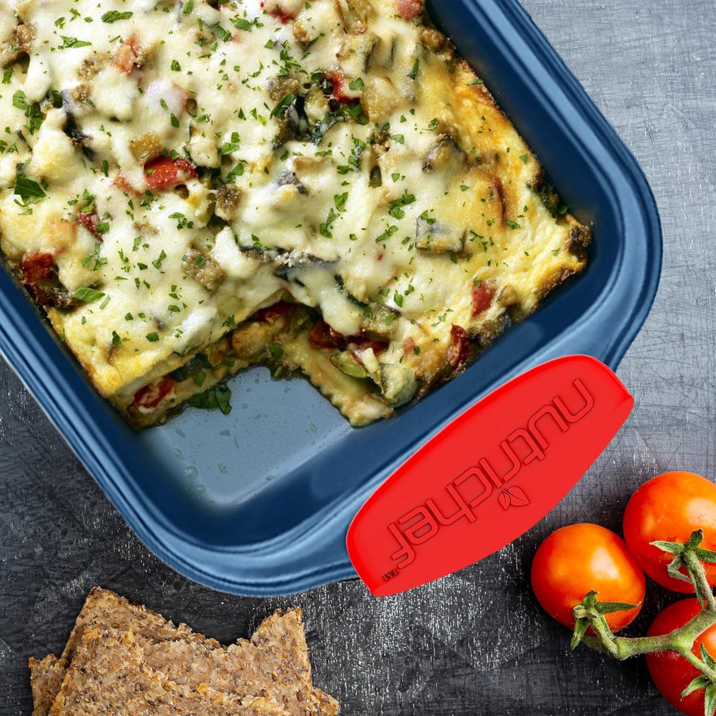 NutriChef 10-Piece Nonstick Bakeware Set - Deluxe Carbon Steel with Blue Silicone Coating, Red Handles, Professional Grade Kitchen Essentials, Ideal for Baking Cakes, Cookies, and More (Blue)