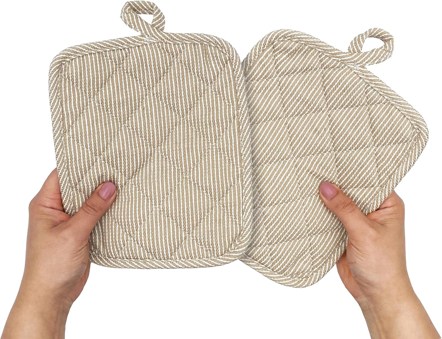 American Linen Pot Holders, Hot Pads, Table Pads for Kitchen and Dining Table, Non Slip Heat Resistant Hot Pot Holder (Beige, 4 Pack)