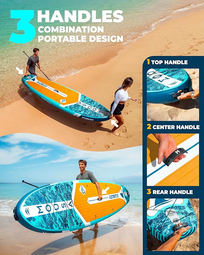 MOUSA 10β8/11'Γ35" Extra Wide Inflatable Stand Up Paddle Board, Stable Paddleboard SUP for 2 People/Family, Anti-Slip Full EVA Deck, 3 Handles, 100L Backpack, All-Round Sup Board, Big Fin