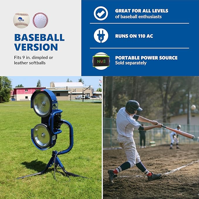 BATA Baseball Wheel Pitching Machine, Youth and Adult Automatic Pitch Machine for Baseballs, Practice Training Equipment