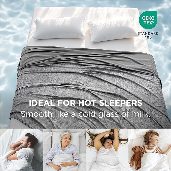 Bedsure Summer Cooling Blanket Queen Size for Hot Sleepers with Sports Mesh Design, Arc-Chill Q-Max 0.4 Lightweight Breathable Ice Cold Blanket for Night Sweats, 90 x 90 Inches, Mesh Grey