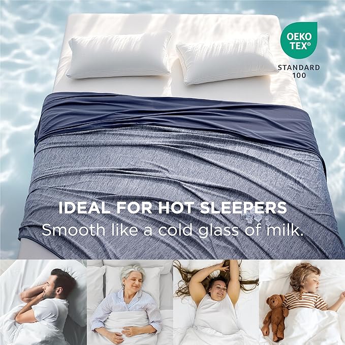 Bedsure Summer Cooling Navy Blue Throw Blanket for Hot Sleepers with Sports Mesh Design, Arc-Chill Q-Max 0.4 Lightweight Breathable Ice Cold Blanket Throws for Night Sweats, 50 x 70 Inches