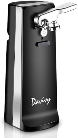 Davivy Electric Can Opener,Stainless Steel Tall Automatic Can Opener, Knife Sharpener and Bottle Opener (Black)