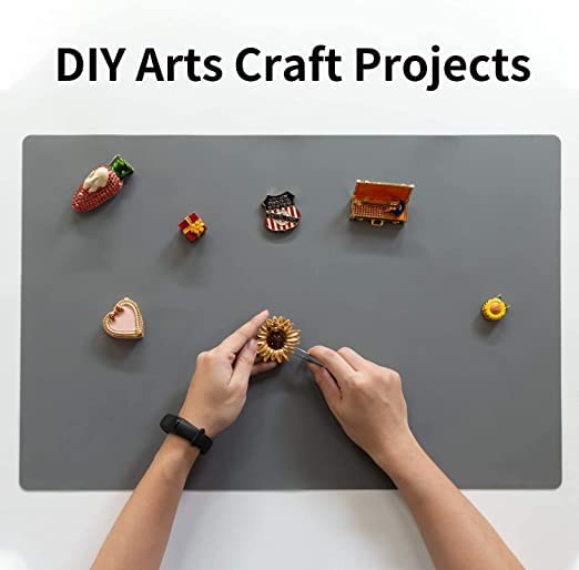 Extra Large Silicone Mats For Kitchen Counter, 27.6'' x19.7'' Silicone Placemats for Kids, Nonstick Nonskid Silicone Mat for Baking Crafts, Waterproof Heat Resistant Mat Coffee Mat, Dark Gray, 1Pcs