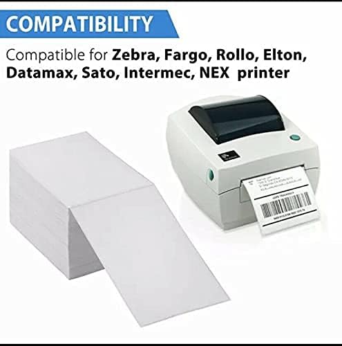 Immuson Fanfold 4 x 6 Direct Thermal Labels White Perforated Shipping Labels 500 Labels/Stack, Permanent Adhesive, White Mailing Labels for Zebra Thermal Printer 1 Stack.