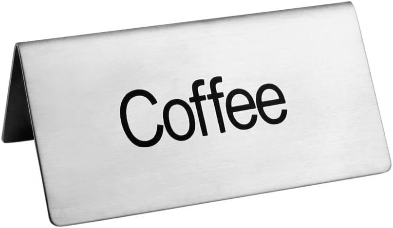 New Star Foodservice Stainless Steel Table Tent Sign (Silver (Coffee), 3"x 1.5" (Set of 2))