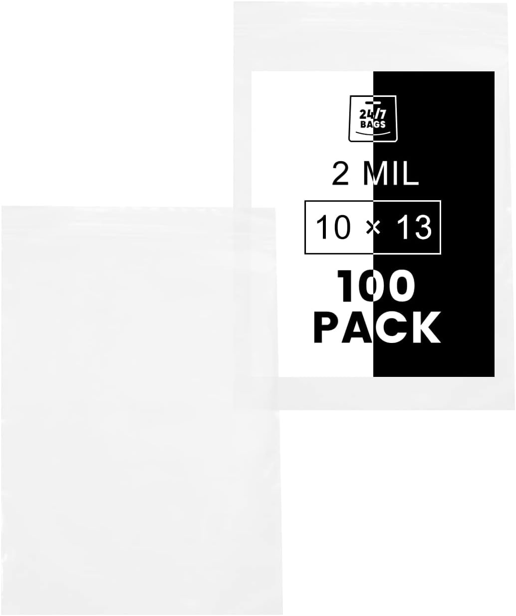 10" X 13" (100 Bags) 2 Mil Clear Reclosable Zip Plastic Poly Bags with Resealable Lock Seal Zipper