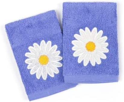 MUkitchen Cotton Dish Cloth Set with Scrubber, 12x12 in, 2 Pack (Daisy)
