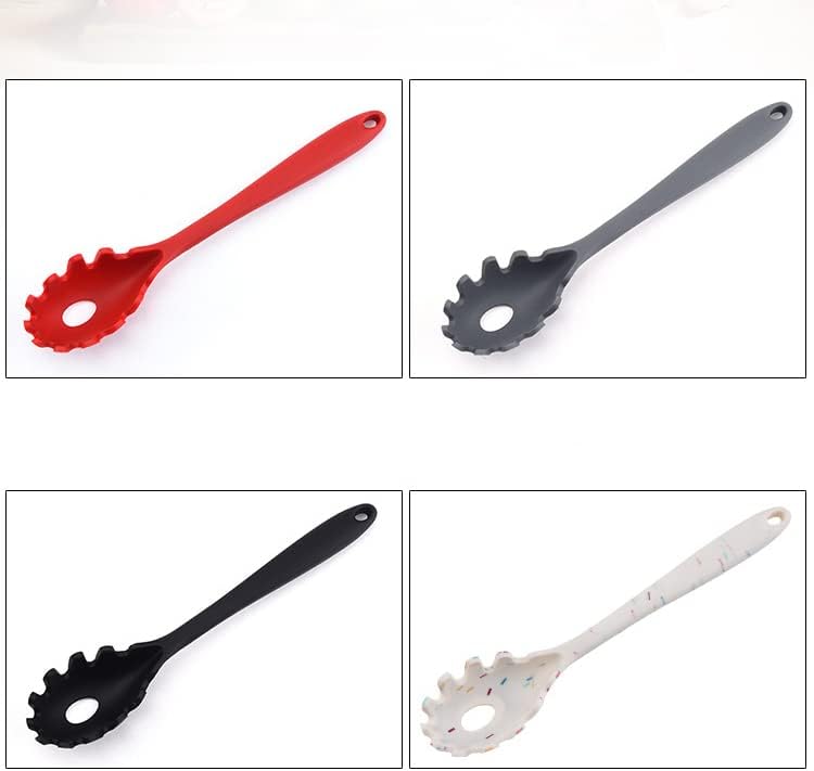 Silicone Pasta Fork (11.5"), High Heat Resistant to 480°F, Hygienic One Piece Design, Spaghetti Strainer & Server Spoon Pasta Forks (Gray)