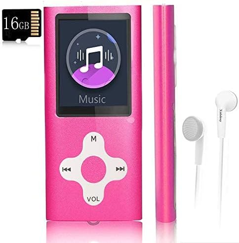 Mp3 Player,Music Player with a 16 GB Memory Card Portable Digital Music Player/Video/Voice Record/FM Radio/E-Book Reader/Photo Viewer/1.8 LCD (Pink)