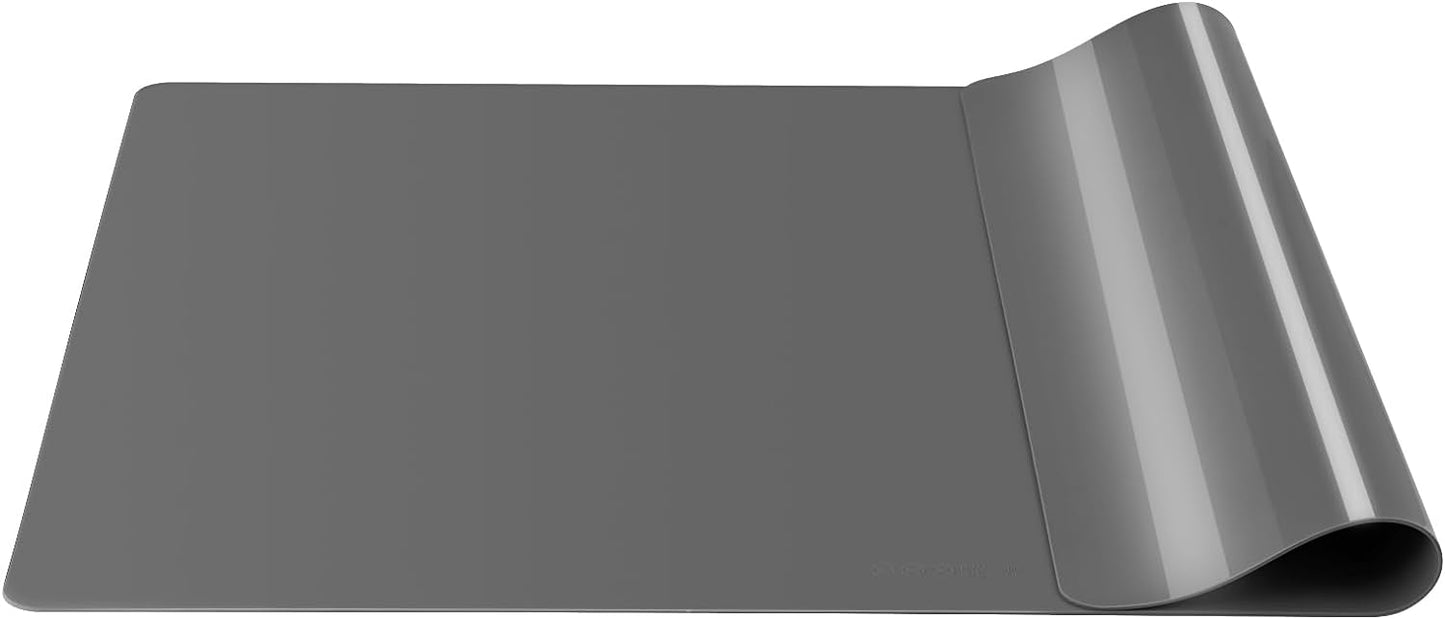 Silicone Placemats, Food-Grade Non-Slip Waterproof, Dining, Stain Resistant, Countertop Protector, Kitchen Counter Mat, Heat Resistant, Baking mat Dishwasher Safe (25.6"×17.7"-1pack Thicken, Gray)