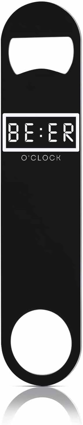 Stainless Steel Bottle Opener Beer O'Clock Simple Art Black Flat Beer Bottle Opener Keychain for Home Kitchen Bar Restaurant Party Birthday Gift