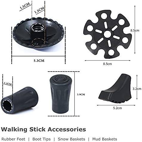 Walking Stick Tips Rubber 4pcs Trekking Pole Tips Replacement- Rubber Feet for Hiking Poles, Walking Sticks, Trekking Poles | Rubber Tip for Walking Sticks Hiking Trekking Poles Boot Tips Rubber Feet