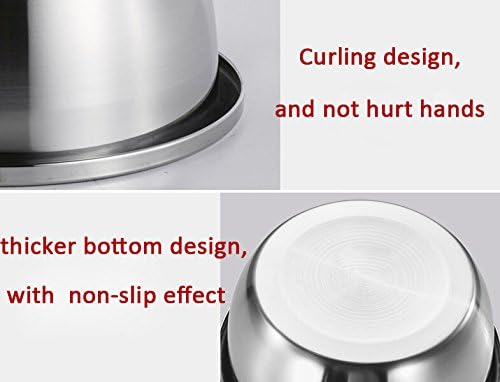 meleg otthon Stainless Steel Bowl,3QT Salad Bowl,Metal Bowls,Stainless Steel Basin,Heavy Duty Deeper Edge Mirror Finish Dishwasher Safe bowl (M)…