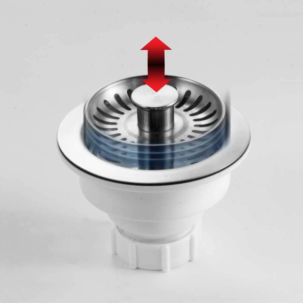 Houzer 190-9300 - 3-1/2 Inch Stainless Steel Deep Cup Kitchen Sink Basket Strainer, Durable Food Catcher Stopper for Metal Kitchen Sink, Ideal for Filtering Waste and Preventing Clogs