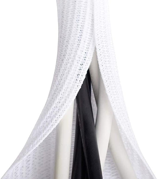 20ft - 1 inch White Cable Sleeve, Cable Organizer for Desk PC TV Computer, Wire Protector Cable Wrap Cover, Cord Management for Home Office