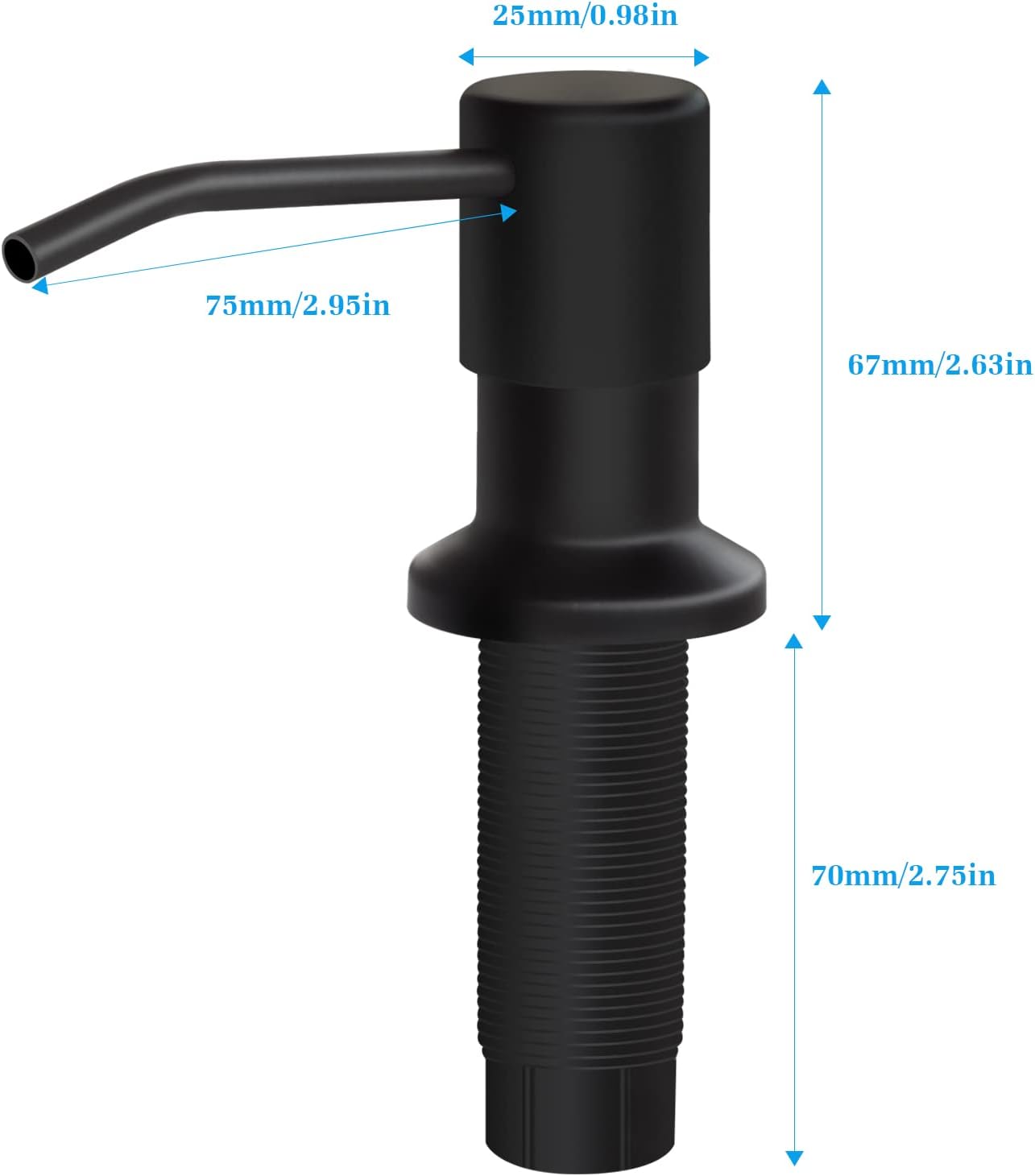 Soap Dispenser for Kitchen Sink and Extension Tube Kit, Stainless Steel Countertop SoapDispenser with 47 Inches Tube Connects Directly to Soap Bottle, Hand and Dish Soap Dispenser Pump （Black）