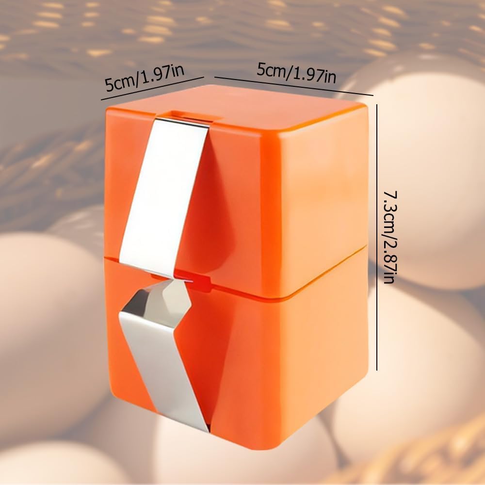 Egg Shell Opener Remover, Eggs Peeler Separator for Boiled and Raw Eggs, Stainless Steel Eggshell Cutter Kitchen Tools for Cooking and Breakfast Prep (Orange Square, 2 Pcs)