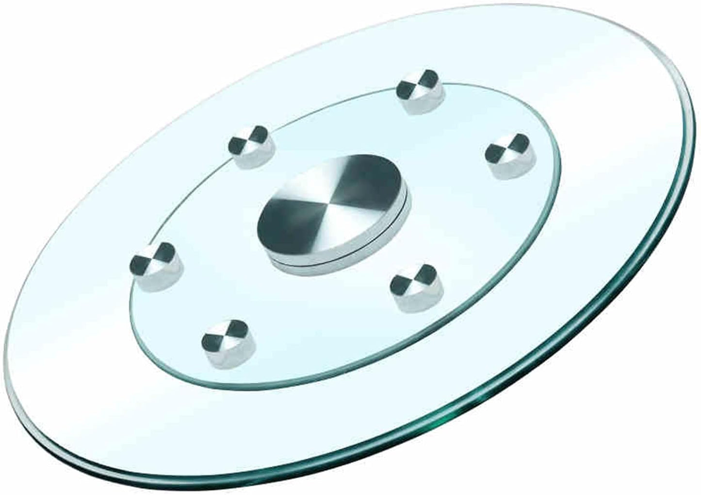 27" Large Lazy Susan Glass Serving Tray for Dining Table, Kitchen Round Clear Tabletop Turntable with Swivel Assist System, Silent & Smooth Spin Table Centerpiece