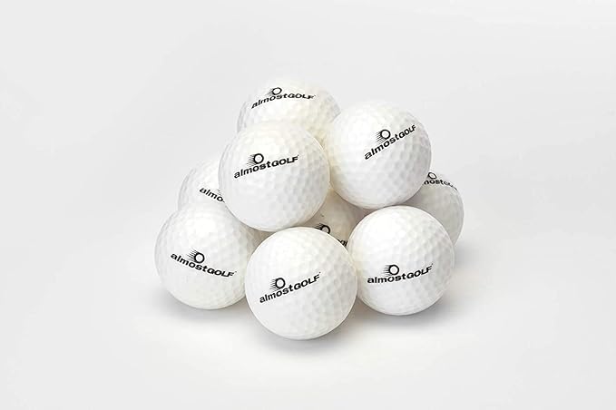 AG AlmostGolf Balls - Limited Flight Practice Golf Balls - (24 Pack) - Almost Golf Balls Foam Golf Training Aids for Indoor Or Yard Practice - Includes 24 AlmostGolf Balls with 5 Liberty Tees
