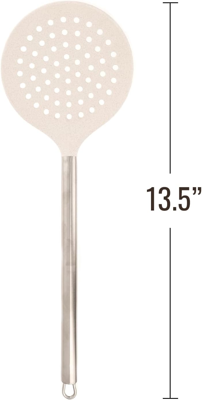 Beille Wheat Straw Skimmer Spoon with Stainless Steel Handle Cooking Baking Kitchen Utensils, 13.5 Inch