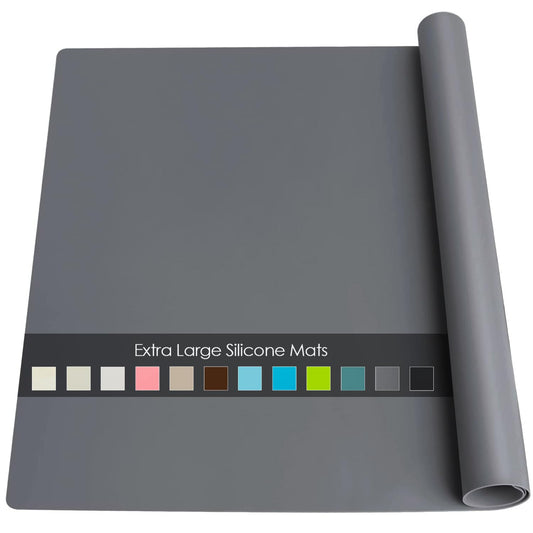 Extra Large Silicone Mat, 31.5x23.6 Large Silicon Placemats for Kids, Heat Resistant Matt for Kitchen Counter Non-Stick Table Mat for Dough and Pastry, Silicone Craft Mat for Kids, Dark Gray