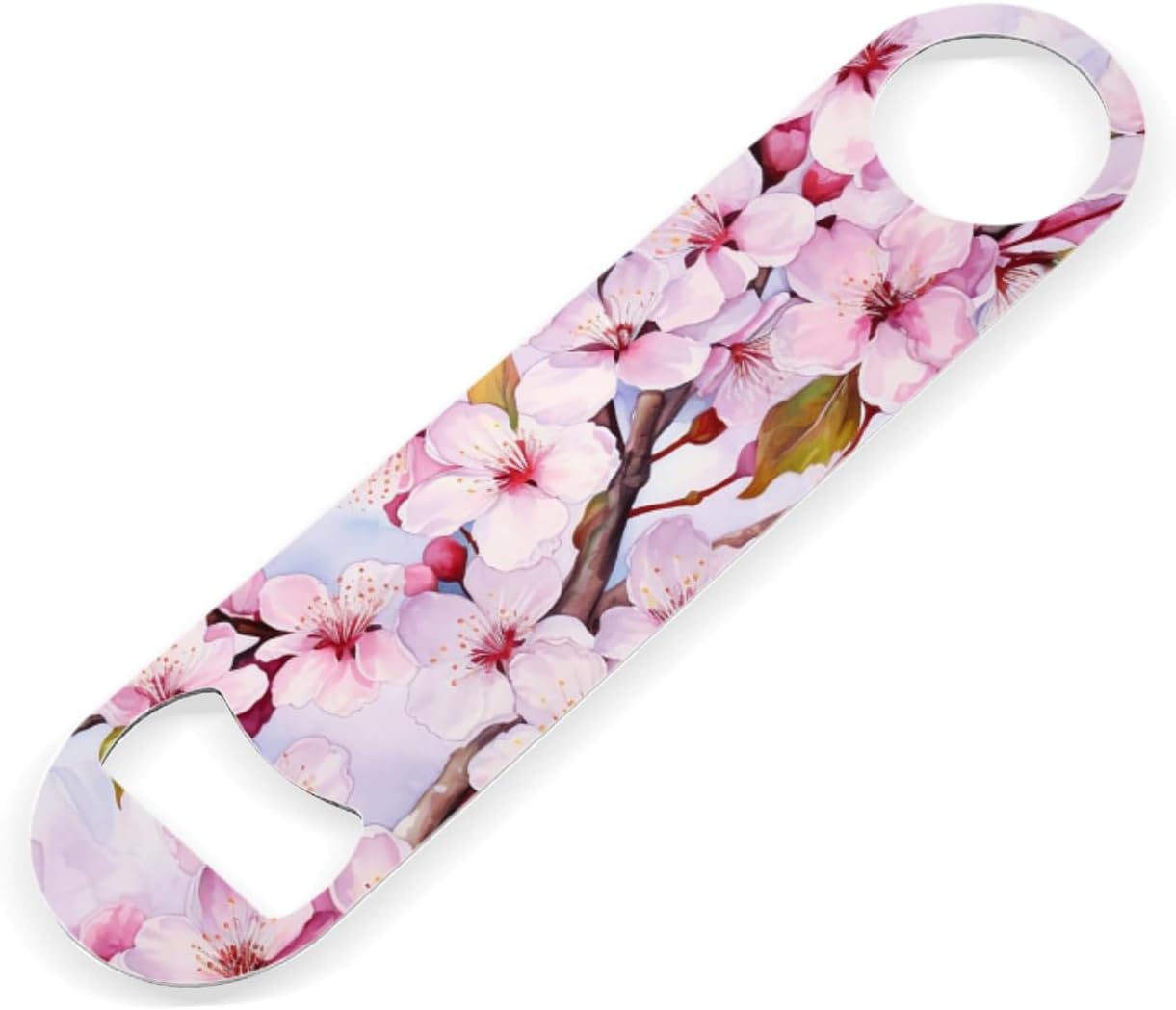 2 PACK Beer Bottle Opener, Stainless Steel Flat Bottle Openers,7 inch Metal Decor,Cherry Blossoms With Pink Petals