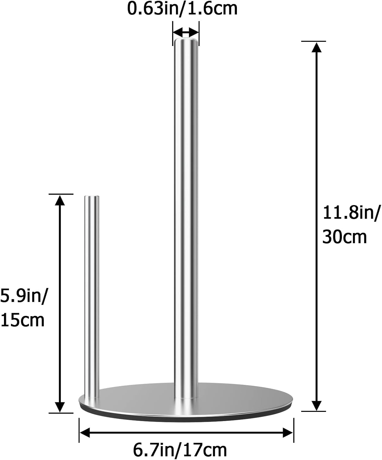 Paper Towel Holder Silver, Premium Stainless Steel Kitchen Roll Dispenser, Countertop Roll Organizer with Weighted Base