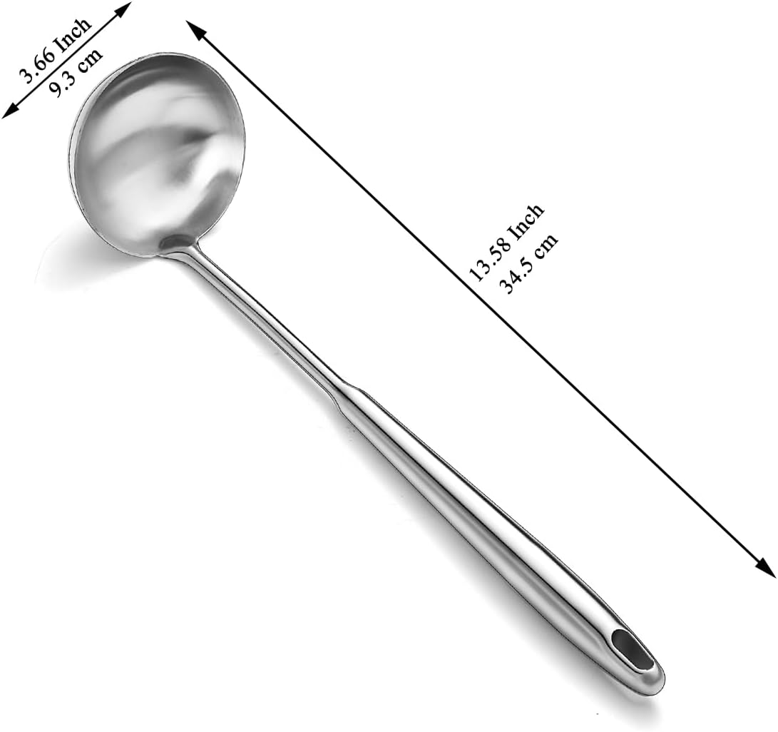Stainless Steel Soup Ladle – Extra-Deep Large-Capacity Ladle with Long Hollow Handle, Dishwasher Safe, Easy to Clean – Ideal for Soup, Stew, Broth & Sauce