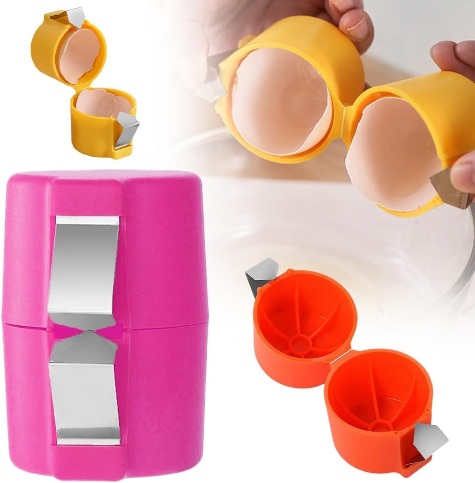 2025 Premium Egg Shell Opener, Egg Shell Cutter Eggs Shell Separator for Raw Eggs, Multifunctional Egg Cutter Egg Cracker Separator for Home Kitchen Gadgets (Pink)