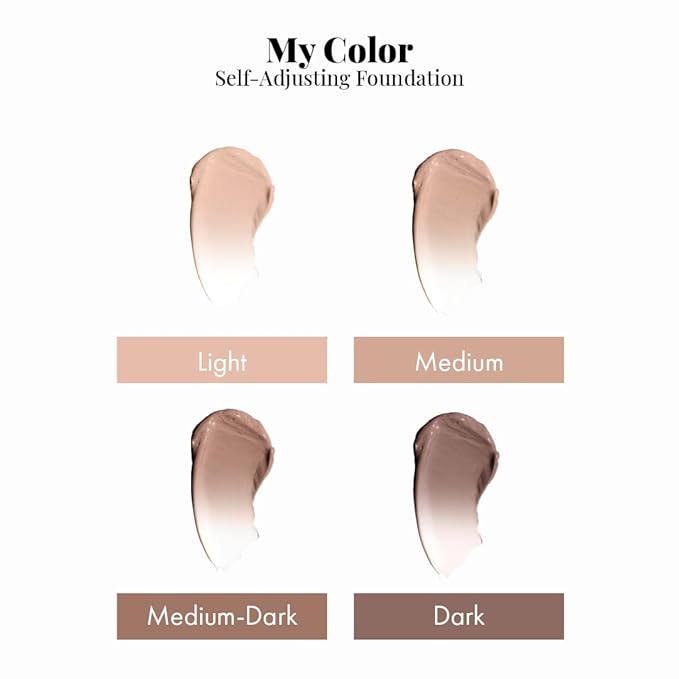 Jerome Alexander My Color Self-Adjusting Foundation, Hydrating & Lightweight Face Makeup, Skincare-Infused, with Kabuki Brush, Dark, 1 oz