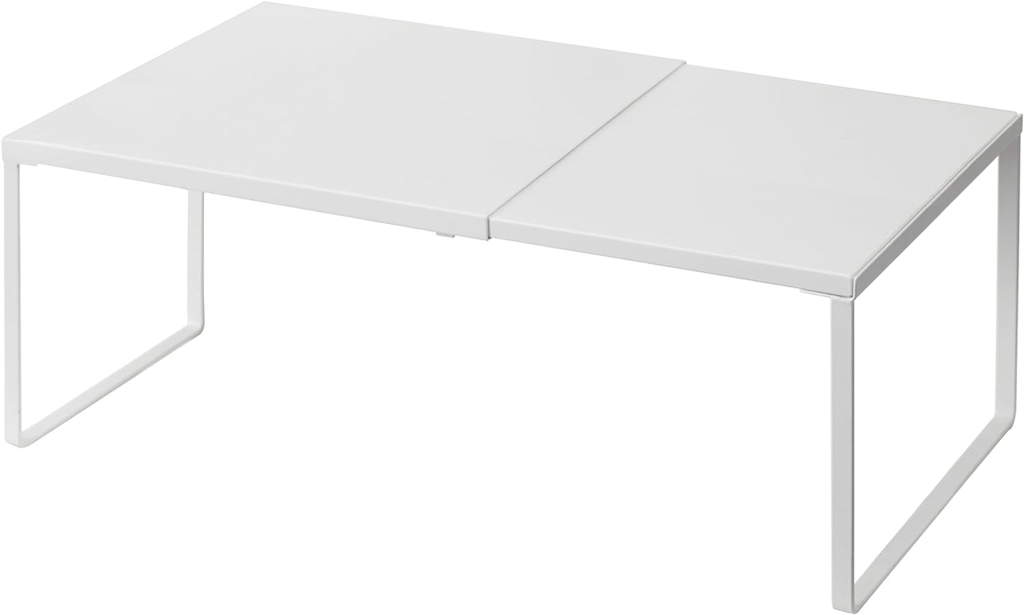 Nxconsu Cabinet Shelf Expandable Organizer Riser Rack for Kitchen Pantry Cupboard Under Sink Countertop Home Organization Extra Storage Space Saver Heavy Duty Metal Edgeless Design White Large