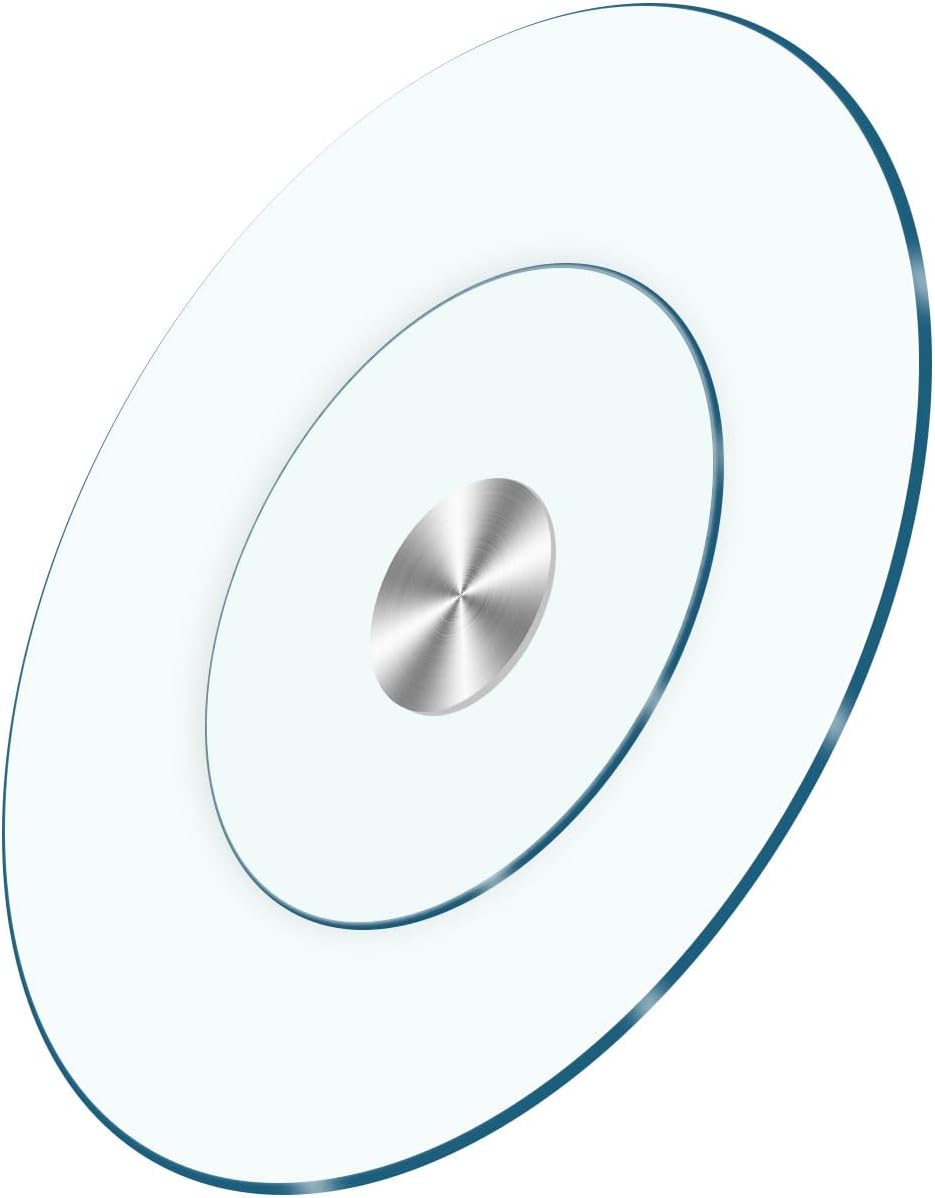 24" Tempered Glass Lazy Susan Turntable for Dining Table Large Tabletop 360° Rotating Tray Clear Serving Plate - Perfect for Family Gatherings, Banquets, and Weddings