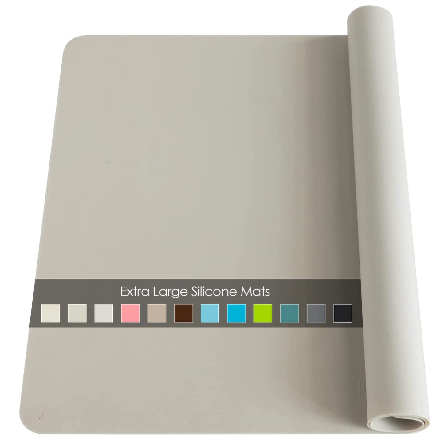 Extra Large Silicone Table Mat, Food-Grade Silicone Mat for Crafts Kids Placemat Desk Countertop Waterproof Protector Heat Insulation Kitchen Pastry Rolling Dough Pad, 27.6 x 19.7'' Light Gray, 1 Pack