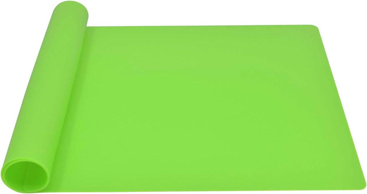 Silicone Placemats, Food-Grade Non-Slip Waterproof, Dining, Stain Resistant, Countertop Protector, Kitchen Counter Mat, Heat Resistant, Baking mat Dishwasher Safe (23.6"×15.7"-1pack, Green)