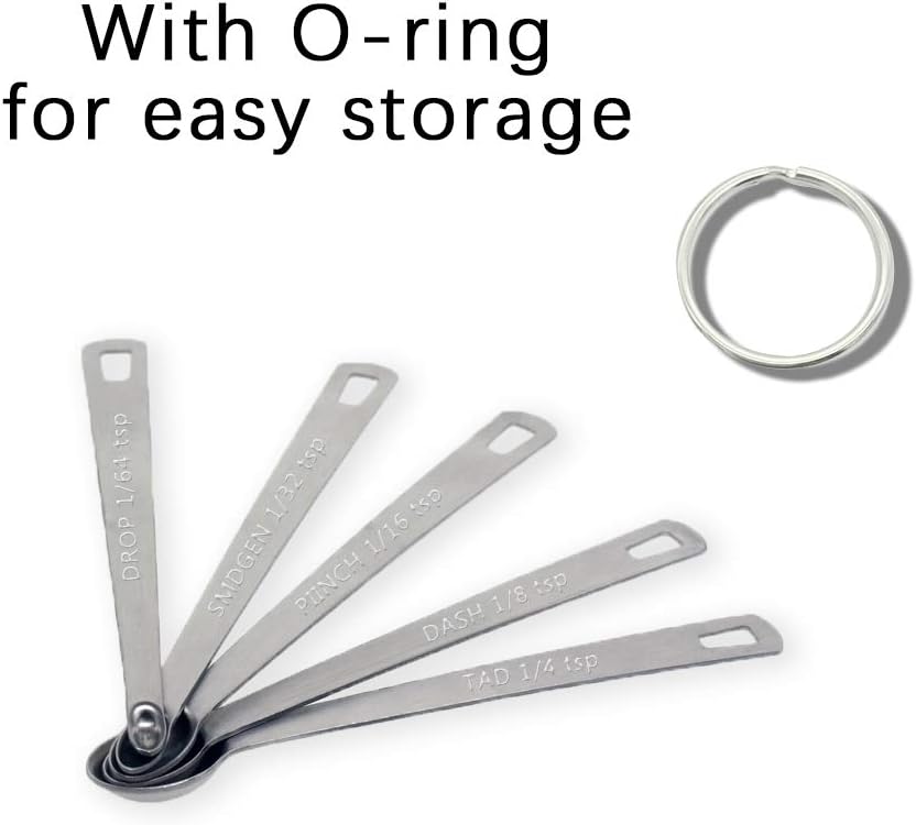 1Pack Mini Measuring Spoons Set, Heavy Duty Stainless Steel Teaspoon for Cooking and Baking, Suitable for Small Amount of Dry or Liquid Ingredients and Spices