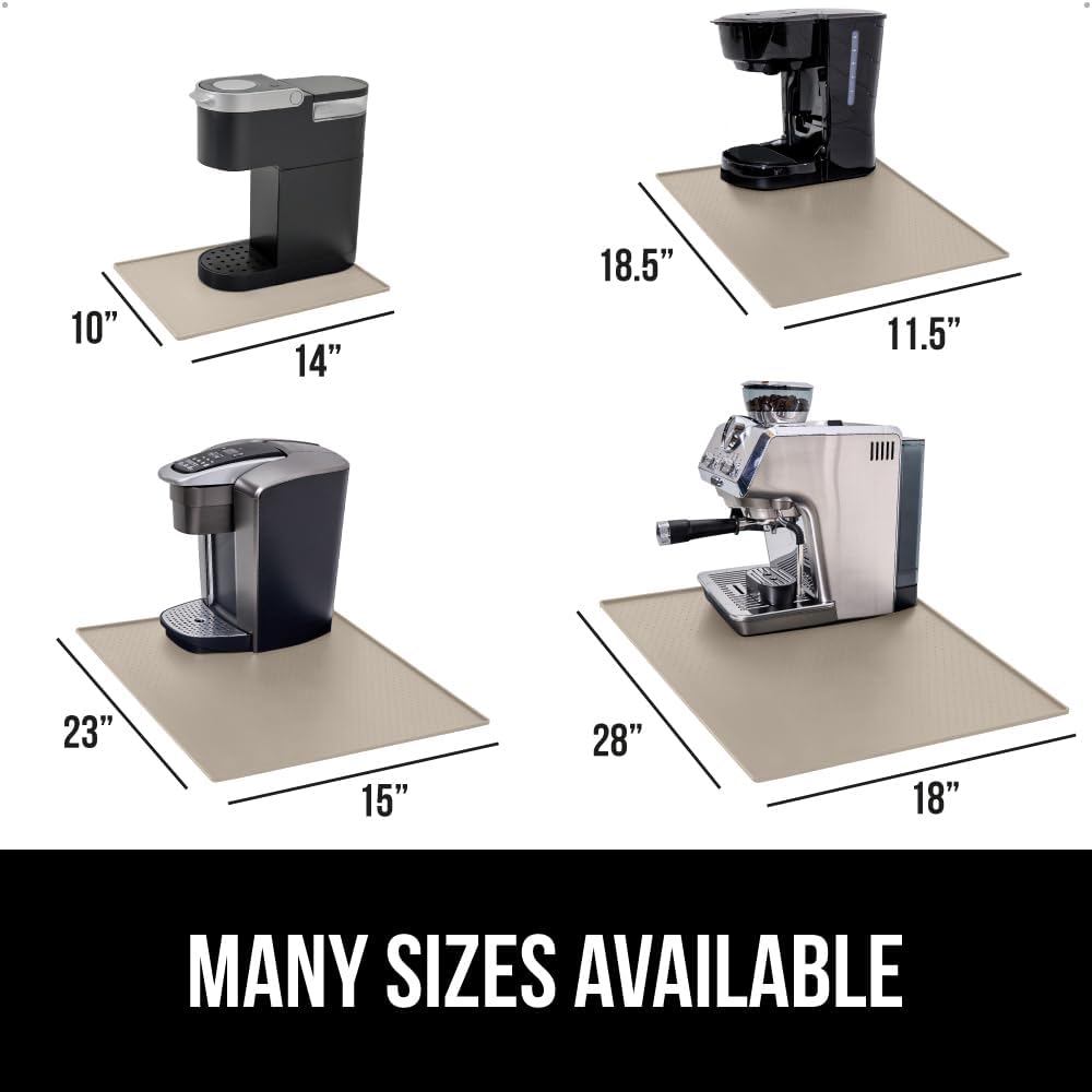 GORILLA GRIP Silicone Coffee Mat, Espresso Drink Bar Station Accessories, Waterproof Heat-Resistant Dish Drying Mats, Stay in Place on Kitchen Counter, Home Kitchen Decor Essentials, 11.5x18.5, Almond