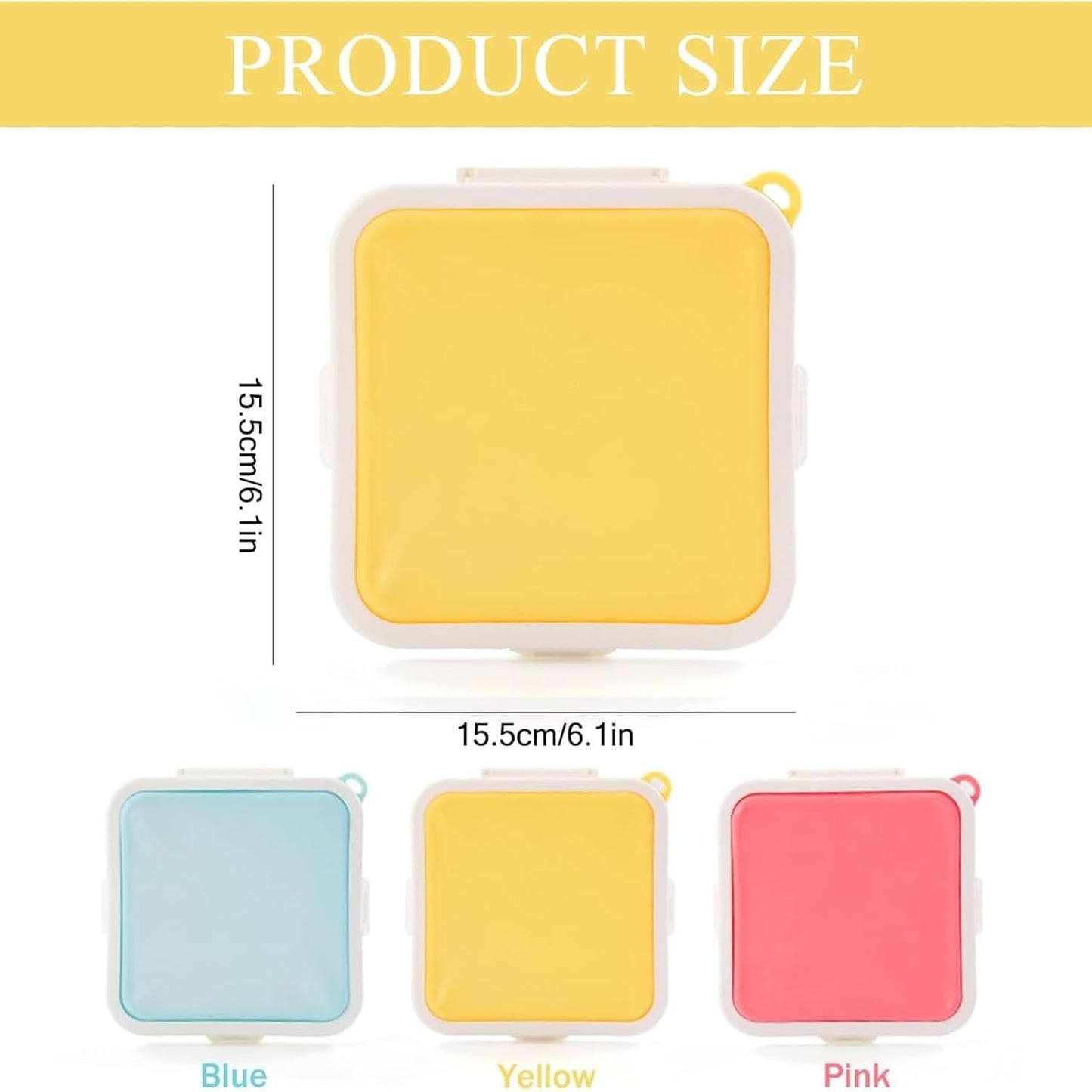 Sandwich Containers, Silicone Sandwich Storage with Snap-Off,Sandwich Box for Lunch,BPA Free,Leakproof, Reusable Plastic Sandwich Holder for Fruit,Salad,Snacks and Food Storage (Yellow+Pink)