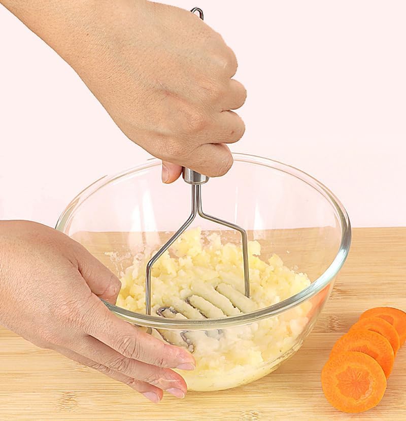 4-Pack Potato Masher, Sturdy Stainless Steel Wire Masher, Heavy Duty Metal Potato Ricer, Manual Masher for Vegetables and Fruits, Dishwasher Safe