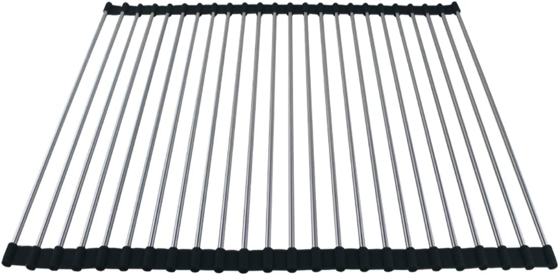 Ahyuan Roll up Dish Drying Rack Over The Sink Kitchen Roll up Sink Drying Rack Portable Dish Drainer Foldable Dish Drying Rack (Black, 17.8''X15.8'')