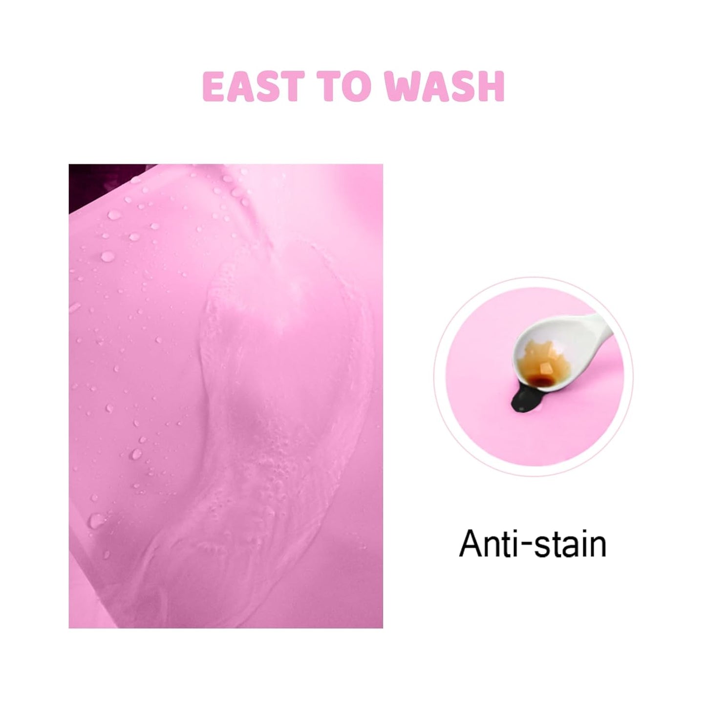 Silicone Placemat for Toddles Kids Non-Slip Reusable Portable Baby Placemats for Restaurant Stain-Proof Children Food Mats Eating Table Mat 2 Pack (Mauve&Peach)