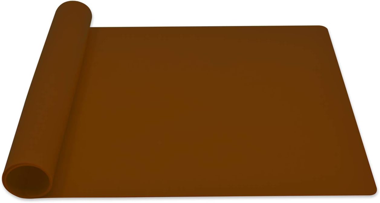 Silicone Placemats, Food-Grade Non-Slip Waterproof, Dining, Stain Resistant, Countertop Protector, Kitchen Counter Mat, Heat Resistant, Baking mat Dishwasher Safe (23.6"×15.7"-1pack, Coffee)