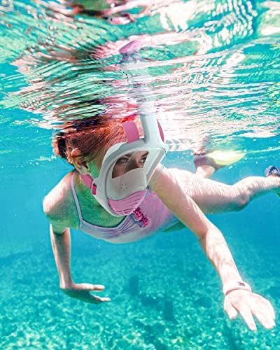 QingSong Full Face Snorkel Mask for Adults, Snorkeling Gear with Camera Mount, 180 Degree Panoramic View Snorkel Set Anti-Fog Anti-Leak