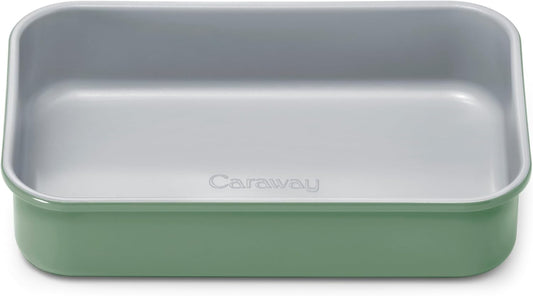 Caraway Nonstick 9” x 6.5” Small Rectangle Baking Pan – Non-Toxic, PTFE & PFOA Free – Aluminized Steel Core – Deep Ceramic Baking Pan for Casseroles, Lasagna & More - Sage