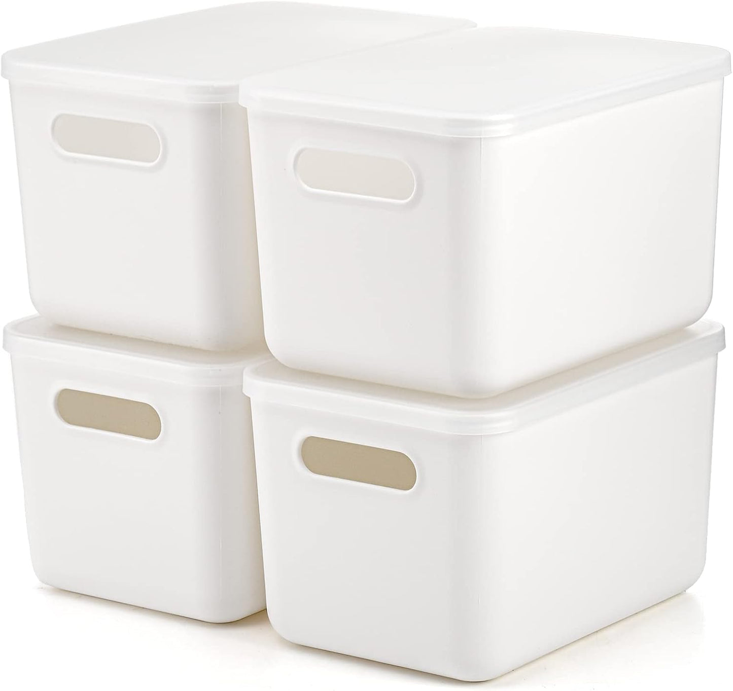 Set Of 4 Plastic Storage Bins with Lids,"10.5×8×5.5" Versatile Kitchen Pantry Organization and Storage,for Plastic Storage Container Under Bed,Under Sink Bathroom Organizer (4 Pack Medium,